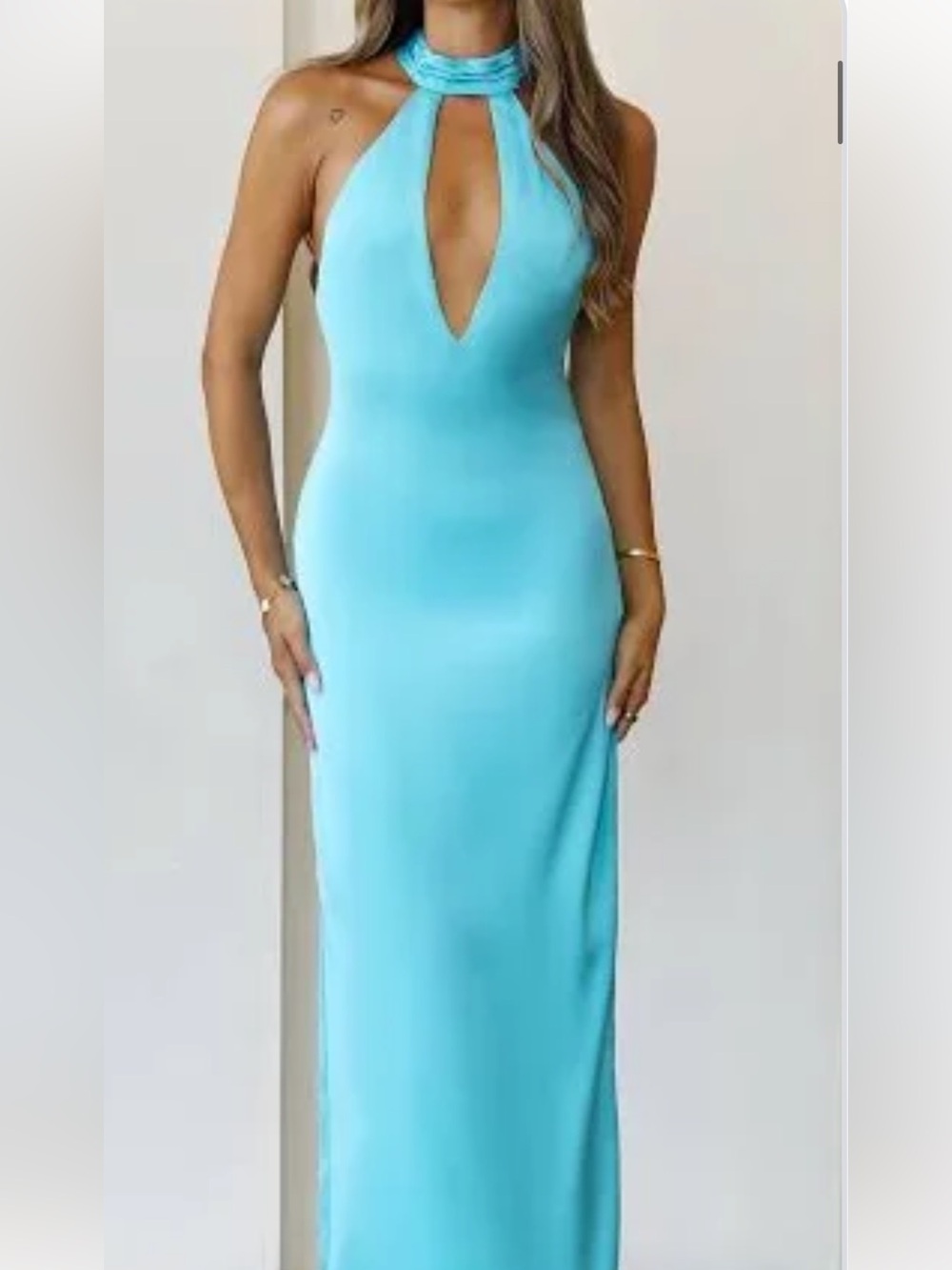 Hello Molly Aqua Halter Maxi Dress